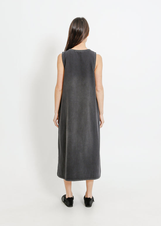 ELENA DENIM PINAFORE / WASHED BLACK