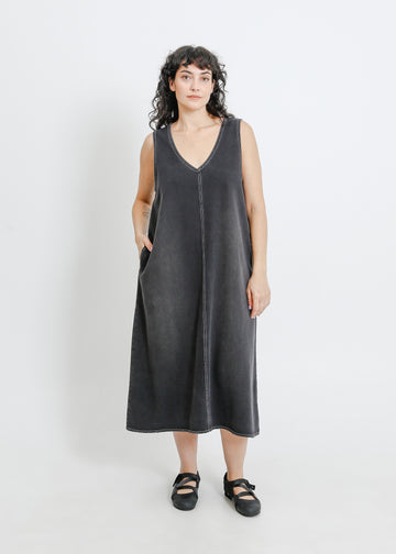 ELENA DENIM PINAFORE / WASHED BLACK