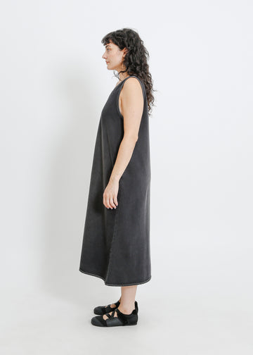 ELENA DENIM PINAFORE / WASHED BLACK