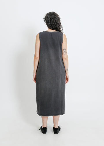 ELENA DENIM PINAFORE / WASHED BLACK