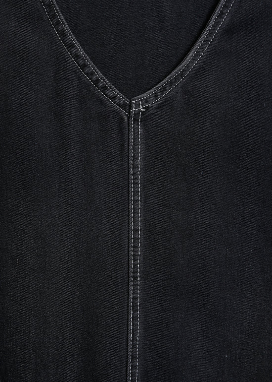 ELENA DENIM PINAFORE / WASHED BLACK