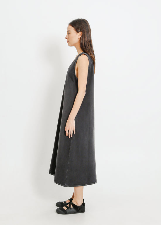 ELENA DENIM PINAFORE / WASHED BLACK