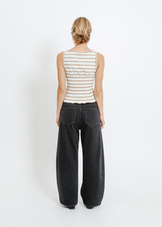 MARIANNA TOP / CREAM-BROWN-BLUE