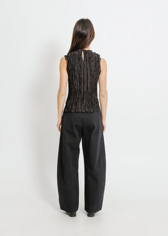 Clover Pleat Top / Black