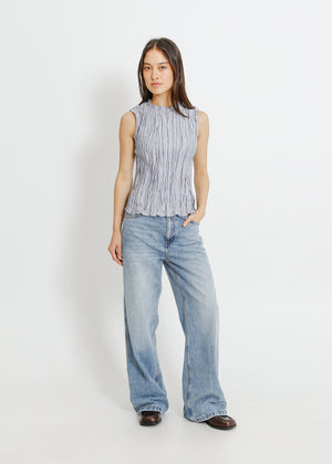 Clover Pleat Top / Silver