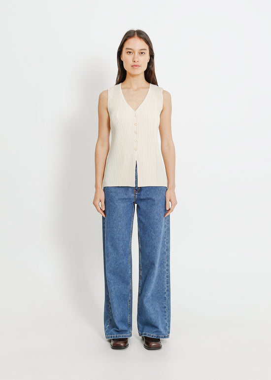 Leonie Pleat Vest / Cream