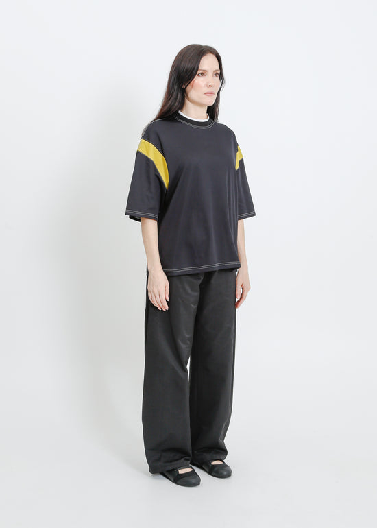 CASSIO OVERSIZE TEE / BLACK-CHARTREUSE