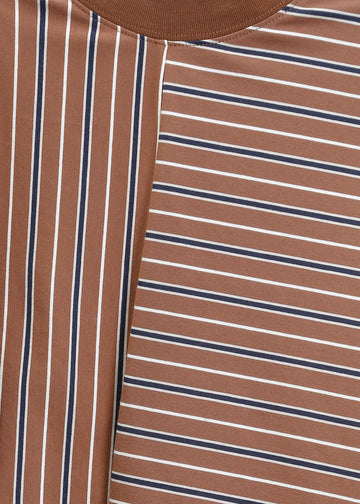 Amelia Twist Top / Brown-White-Navy
