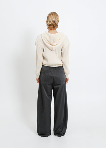 TARAN PLEAT HOODIE / CREAM