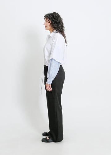 ADLINA SHIRT / WHITE-BLUE-BEIGE