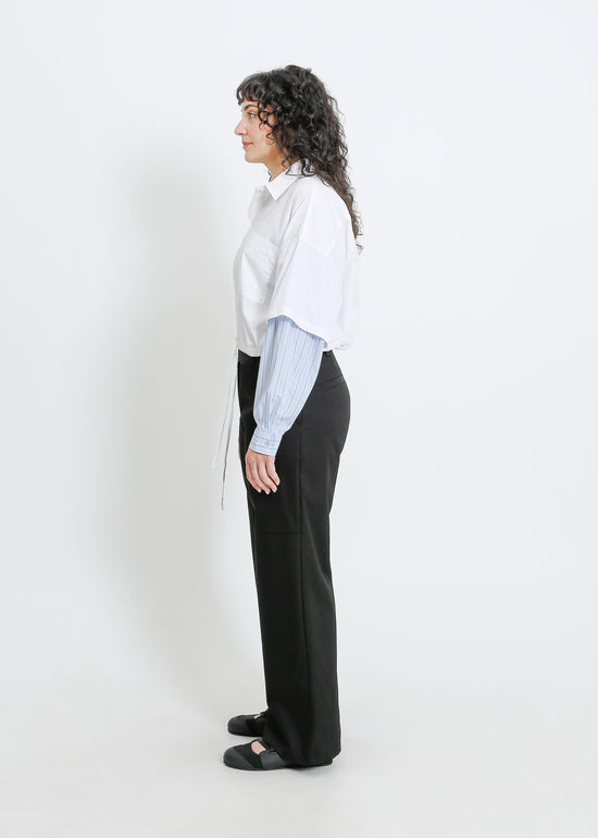 ADLINA SHIRT / WHITE-BLUE-BEIGE