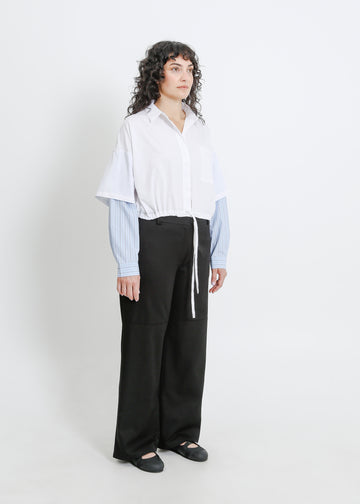 ADLINA SHIRT / WHITE-BLUE-BEIGE