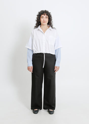 ADLINA SHIRT / WHITE-BLUE-BEIGE