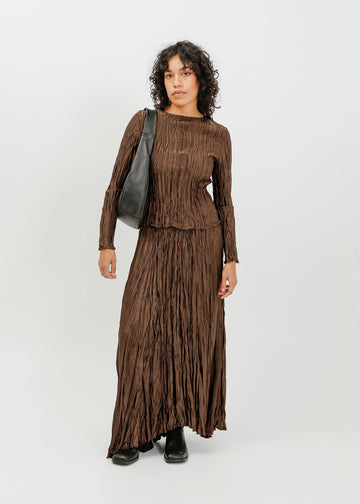 Shaun Pleat Top / Espresso