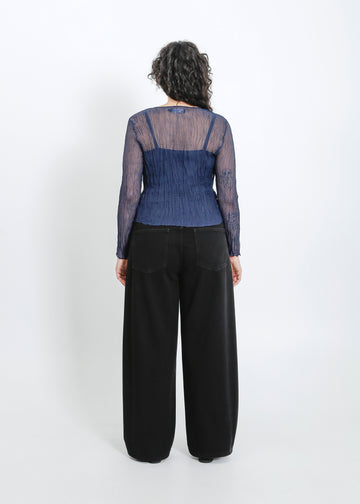 Shaun Pleat Top / Navy