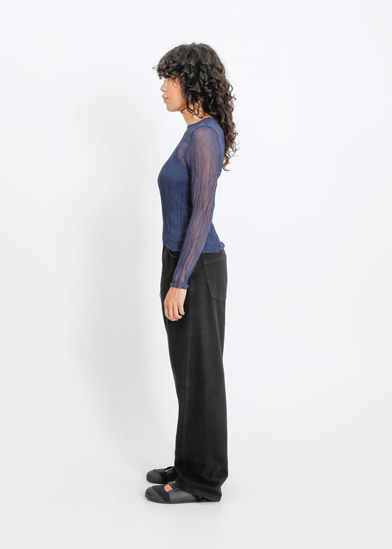 Shaun Pleat Top / Navy