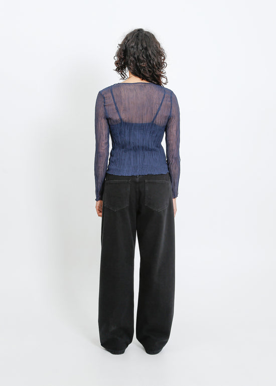 Shaun Pleat Top / Navy