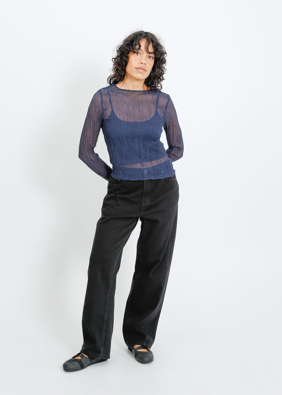 Shaun Pleat Top / Navy
