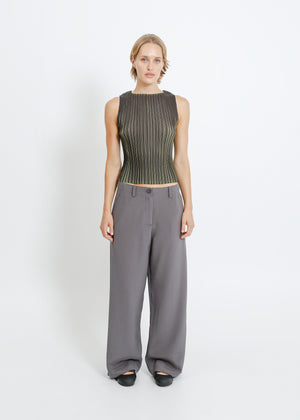 Winn Pleat Top / Black-Chartreuse