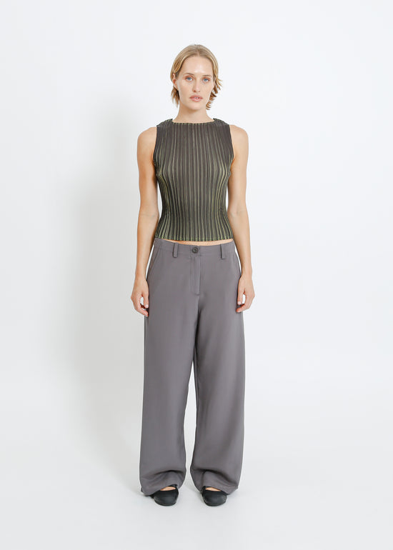 Winn Pleat Top / Black-Chartreuse