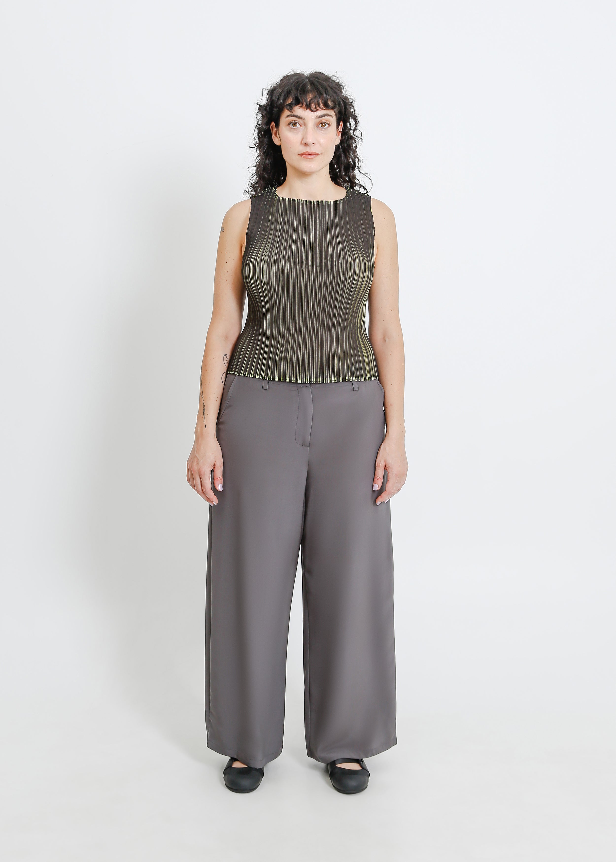 Winn Pleat Top / Black-Chartreuse | ALPHA60