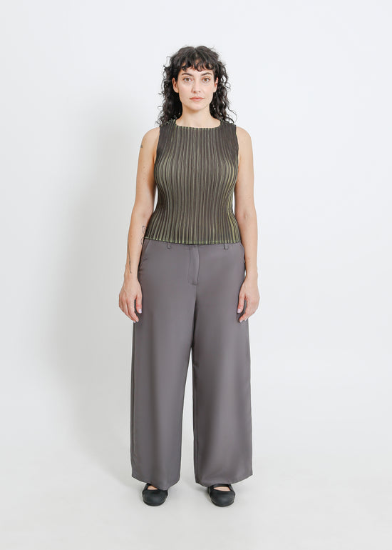 Winn Pleat Top / Black-Chartreuse