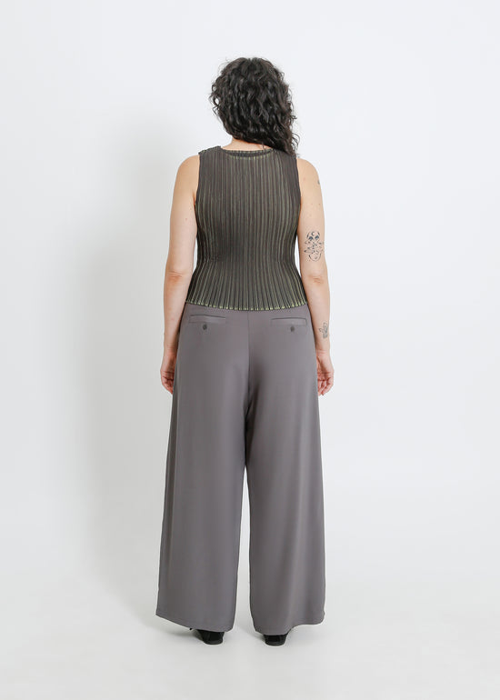 Winn Pleat Top / Black-Chartreuse