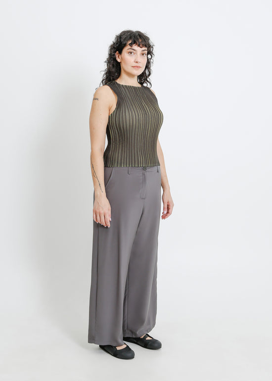 Winn Pleat Top / Black-Chartreuse