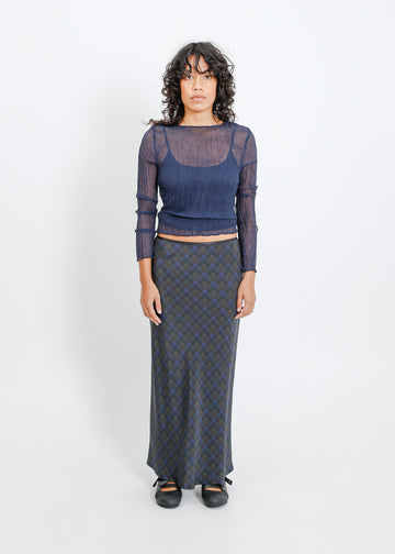 Lorine Skirt / Indigo Wine Check