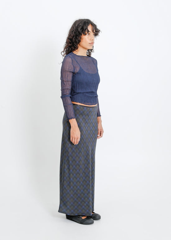 Lorine Skirt / Indigo Wine Check