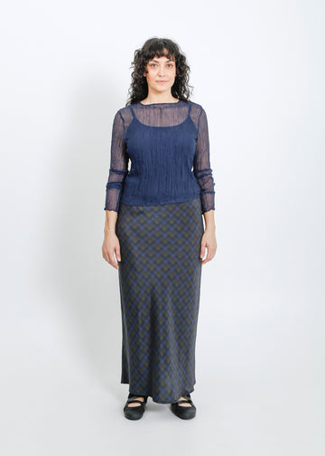 Lorine Skirt / Indigo Wine Check