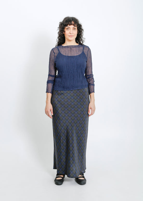 Lorine Skirt / Indigo Wine Check