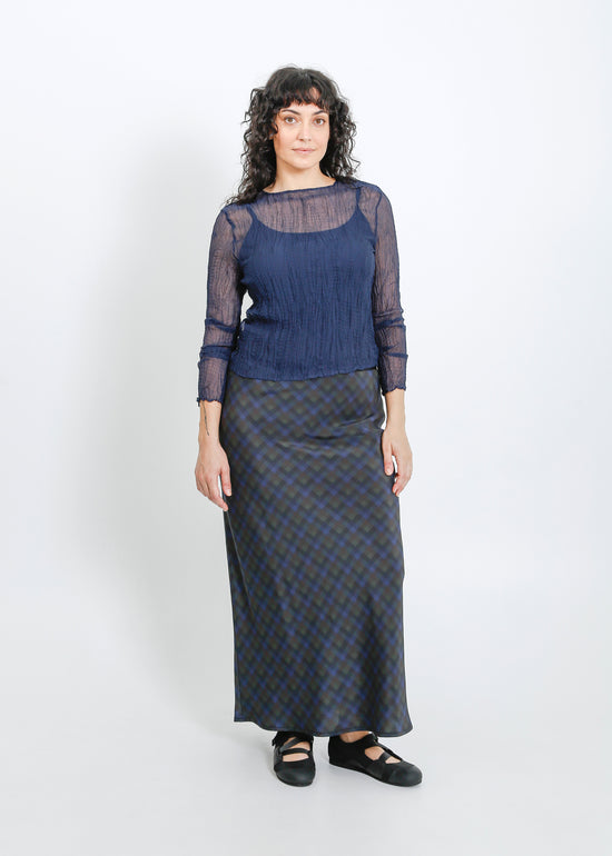 Lorine Skirt / Indigo Wine Check