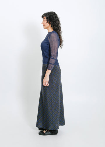 Lorine Skirt / Indigo Wine Check