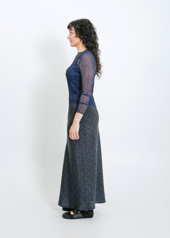 Lorine Skirt / Indigo Wine Check