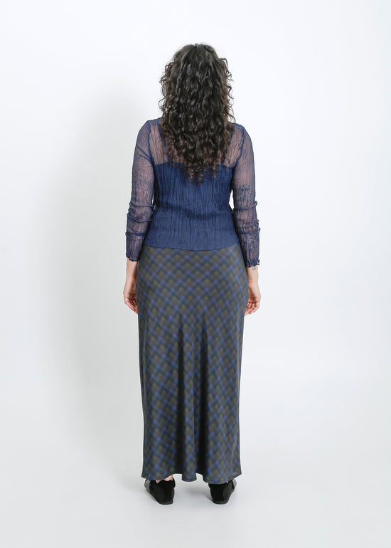 Lorine Skirt / Indigo Wine Check