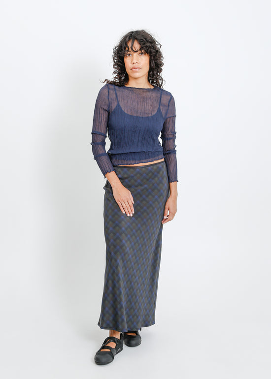 Lorine Skirt / Indigo Wine Check