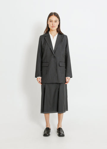 CARUSO BLAZER / BLACK-WHITE PINSTRIPE