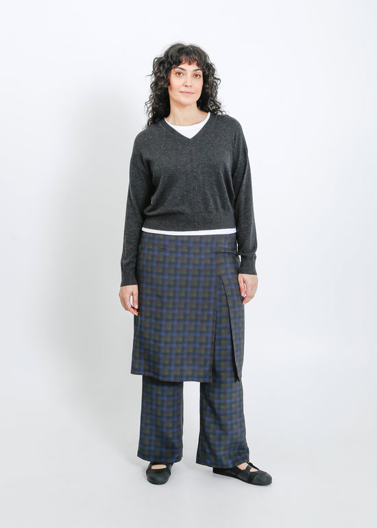 Sloane Pant Skirt / Indigo Wine Check