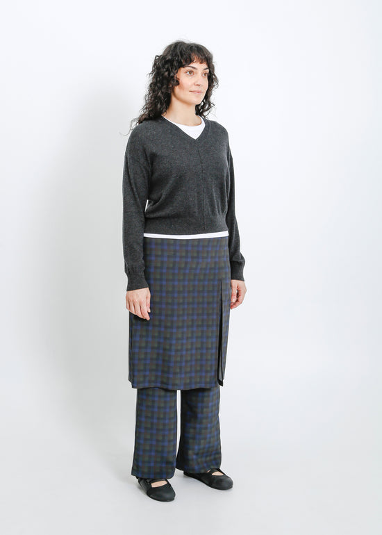Sloane Pant Skirt / Indigo Wine Check