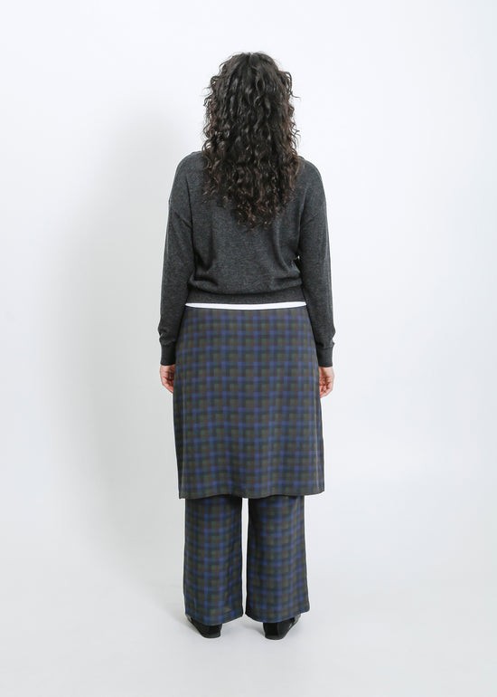 Sloane Pant Skirt / Indigo Wine Check