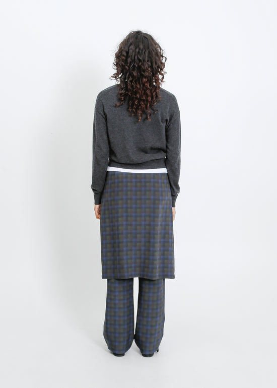 Sloane Pant Skirt / Indigo Wine Check