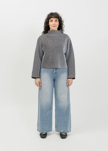 Bonnie Knit Sweat / Pale Blue-Espresso