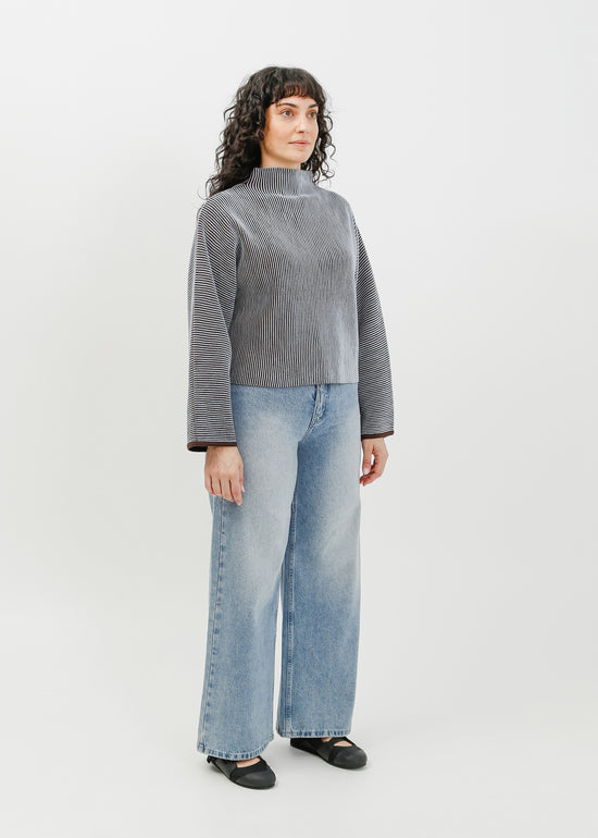 Bonnie Knit Sweat / Pale Blue-Espresso