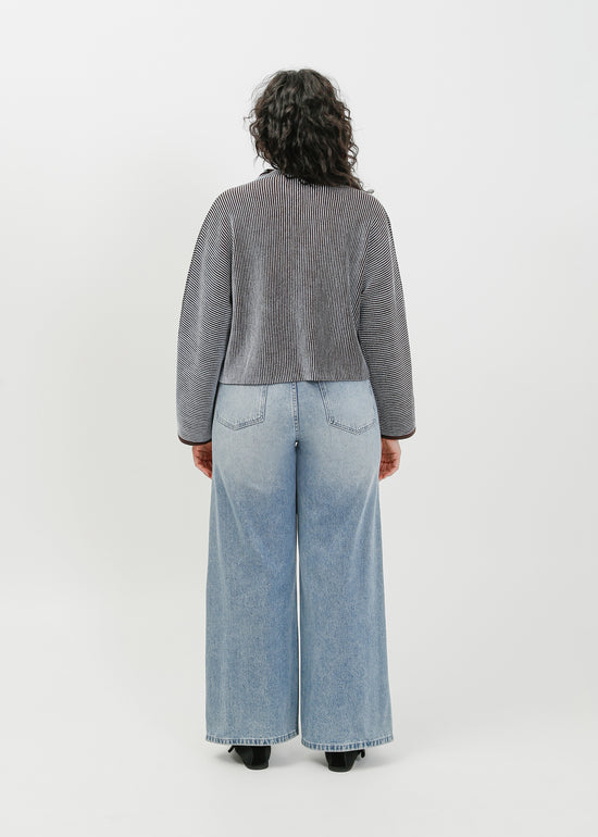 Bonnie Knit Sweat / Pale Blue-Espresso