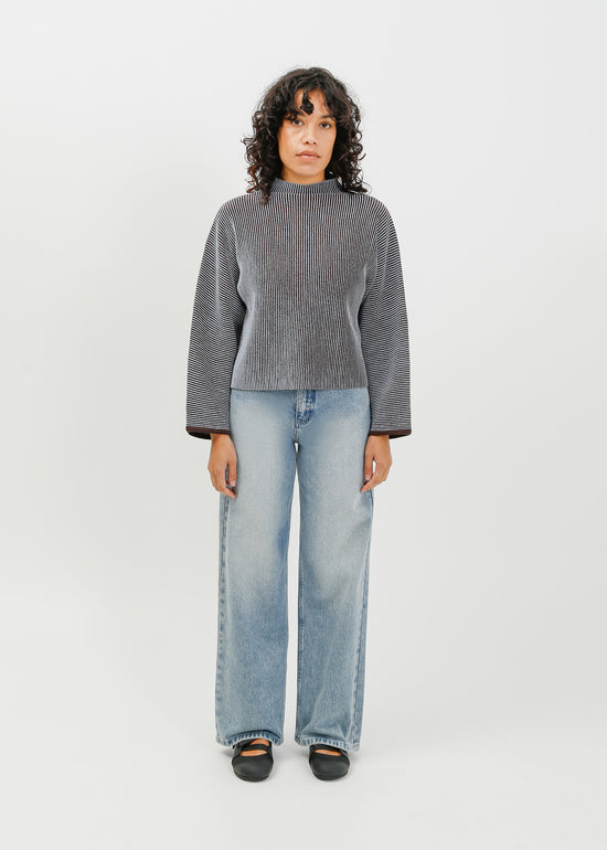 Bonnie Knit Sweat / Pale Blue-Espresso