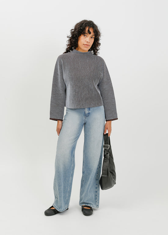 Bonnie Knit Sweat / Pale Blue-Espresso