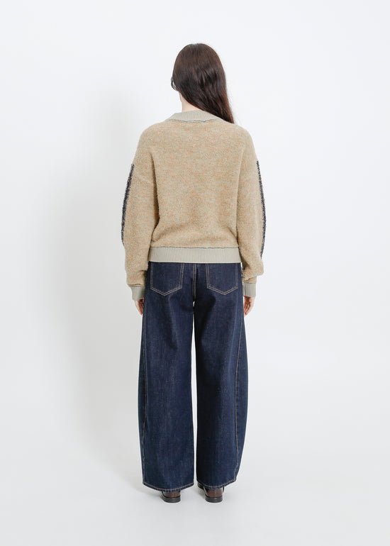 Oakland Knit Sweat / Beige-Mint