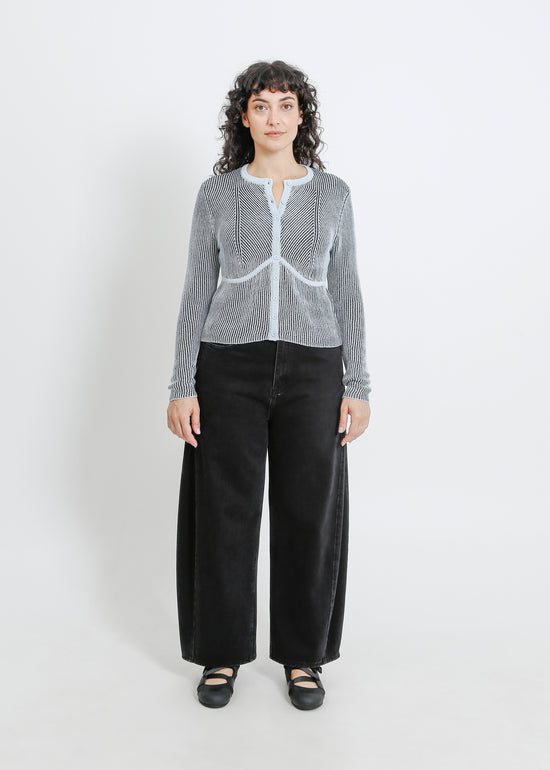 OTIS KNIT CARDI / BLUE-BLACK