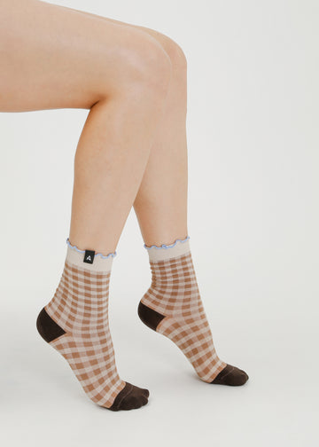 Loni Sock / Tan-Cream-Blue